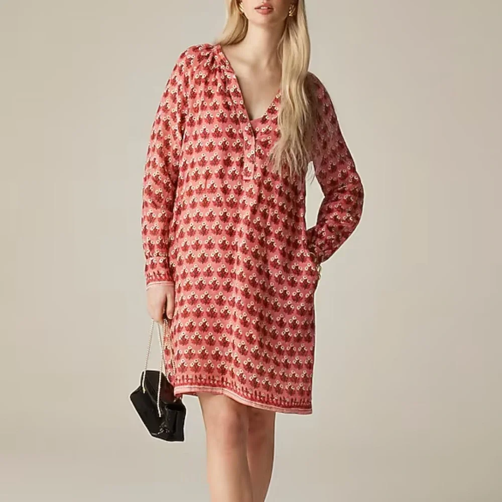 J.Crew Cabana mini‎ dress in block-print ramie